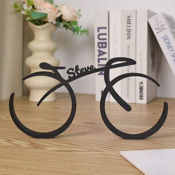 Personalised Minimalist Line 3d Printing Bicycle Ornament with Name Desk Decor Birthday Gift for Men Cycling Enthusiasts