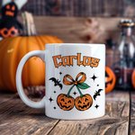 Taza de cerámica personalizada con calabaza y cereza de 325 ml y 445 ml regalo de Halloween y decoración diaria para familiares y amigos
