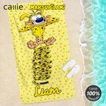 Personalized Cute Long-Tailed Marsupilami Oversized Beach Towel with Name Vacation Essentials Birthday Gift for Friend Family | Callie × Marsupilami®