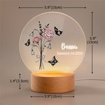 Personlig födelseblomma Akryl LED-nattlampa med träbas och namn Heminredning Födelsedag Mors dag Brudtärna Present till henne