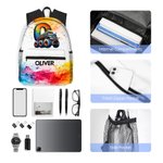 Personalized Watercolor Truck Initial Large Capacity Backpack with Name Back to School Birthday Christmas Gift for Boys Truck Lovers