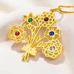 Collar Personalizado Flor de Nacimiento Piedra de Nacimiento Joyería Delicada Uso Diario Aniversario Cumpleaños Regalo para Mujer Mamá