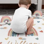 Personalized Heart Cloud Smiling Sun Rainbow Soft Throw Blanket with Name Home Decor Christmas Birthday Gift for Kids