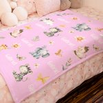 Couverture Douce Personnalisée avec Motif Animaux de Forêt en Aquarelle et Nom Décoration Maison Cadeau Baby Shower pour Enfants Famille et Amis