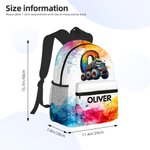 Personalized Watercolor Truck Initial Large Capacity Backpack with Name Back to School Birthday Christmas Gift for Boys Truck Lovers