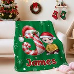 Personalizada Navidad Inicial Cartoon Personaje Suave manta con nombre Decoración del hogar Regalo de Navidad para la familia Amigos