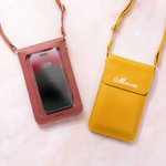 Personalized PU Leather Crossbody Bag with Name and Touch Screen Window Daily Use Birthday Gift for Women