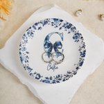 Henkilökohtainen Chinoiserie Toile De Jouy Keraamiset korut lautasen kanssa Initial ja nimi Häät Kihlaus Syntymäpäivä lahja naisille