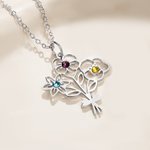 Collar Personalizado Flor de Nacimiento Piedra de Nacimiento Joyería Delicada Uso Diario Aniversario Cumpleaños Regalo para Mujer Mamá