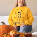 Personalized Halloween Skeleton Pumpkin Candy Sweatshirt with Name Halloween Gift for Family Friends