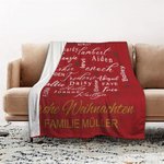 Personalisierte Wortwolke Weihnachtliche Weiche Decke mit Namen Text Jahr Frohe Weihnachten Weihnachtsgeschenk für Familie Freund