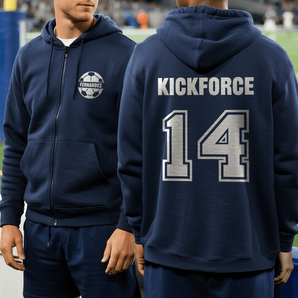 Personalized Ball Sport Design 100% Cotton Unisex Zipper Hoodie with Name and Number Game Day Club Team Birthday Gift for Ball Players Lovers