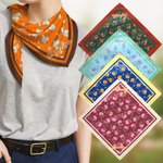 Personalized Vintage Birth Flower Soft Stain Square Scarf with Name Travel Party Accessory Birthday Gift for Women