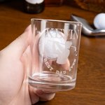 Personalisierte Cartoon-Charakter eingebettet Golf Whiskey Bier Glas mit Namen und Initialen Geburtstag Spiel Tag Geschenk für Whiskey Bier Liebhaber Golfspieler