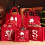 Personalized Santa Claus Candy Cane Style Initials Large Jute Tote Bag with Name Daily Use Christmas Gift for Family Friends