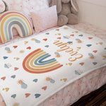 Personalized Heart Cloud Smiling Sun Rainbow Soft Throw Blanket with Name Home Decor Christmas Birthday Gift for Kids