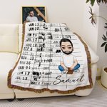 Personalized Library Card Cartoon Character Tassel Soft Throw Blanket with Name Book Club Christmas Birthday Gift for Bookworms