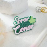 Personalized Ivy Leaf Soror Name Glitter Acrylic Brooch Pin Sorority Accessories Bid Day Sorority Initiation Gift for Sister Friend
