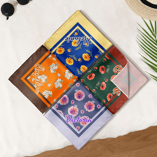 Henkilökohtainen Vintage syntymä kukka pehmeä tahra neliö huivi nimi Travel Party lisävaruste syntymäpäivälahja naisille