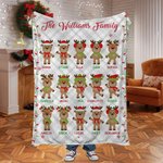 Personalised Cute Reindeer Plush Soft Throw Blanket with 1-15 Names and Text Home Decor Birthday Christmas Gift for Kids Family Friend