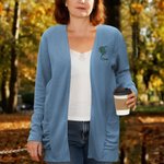 Personalized Birth Flower Multicolor Cardigan Sweater with Pocket and Embroidered Name All Season Daily Wear Birthday Gift for Family Friend