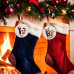 Personalized Highland Cow Christmas Initial Ceramic Ornament with Name and Year Home Decor Christmas Gift for Highland Cow Lover Family Friend