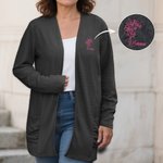 Personalized Birth Flower Multicolor Cardigan Sweater with Pocket and Embroidered Name All Season Daily Wear Birthday Gift for Family Friend