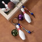 Personalised Bowling Ball Bowling Pin Bag Tag Keychain with Beaded Name Game Day Anniversary Birthday Gift for Bowling Ball Lover