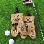 Personalised Cartoon Character Face Photo Golf Ball and Tee Storage Bag Sack with Name Golf Accessories Birthday Gift for Golf Lovers
