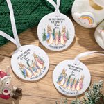 Gepersonaliseerd Onze eerste kerst als een familie Peter Konijn keramische kerstbal met naam opknoping Home Decor Gift voor familie
