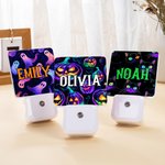 Personalized Spooky Neon Ghost Pumpkin Halloween Theme Plug-in LED Night Light with Name Room Decor Halloween Gift for Family Friends