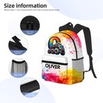 Personalized Watercolor Truck Initial Large Capacity Backpack with Name Back to School Birthday Christmas Gift for Boys Truck Lovers