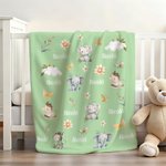 Couverture Douce Personnalisée avec Motif Animaux de Forêt en Aquarelle et Nom Décoration Maison Cadeau Baby Shower pour Enfants Famille et Amis