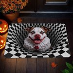 Personalized Halloween Scary Dog Design Waterproof Non-Slip Door Mat with Name Home Decor Halloween Gift for Dog Lovers