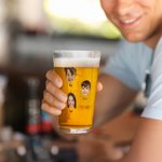 Personalized To Dad From The Reasons You Drink 16 oz Beer Glass with 1-6 Face Photos and Names Birthday Christmas Gift for Dad