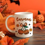 Taza de cerámica personalizada con calabaza y cereza de 325 ml y 445 ml regalo de Halloween y decoración diaria para familiares y amigos