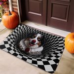 Personalized Halloween Scary Dog Design Waterproof Non-Slip Door Mat with Name Home Decor Halloween Gift for Dog Lovers