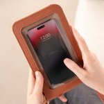 Personalized PU Leather Crossbody Bag with Name and Touch Screen Window Daily Use Birthday Gift for Women