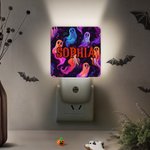 Personalized Spooky Neon Ghost Pumpkin Halloween Theme Plug-in LED Night Light with Name Room Decor Halloween Gift for Family Friends