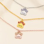 Henkilökohtainen Birthstone Pet Paw Print rannekoru kaiverrettu nimi hieno korut syntymäpäivä joululahja lemmikkieläinten rakastajaan