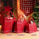 Personalised Christmas Santa Hat Cute Animal Large Jute Tote Bag with Name Daily Use Christmas Party Gift for Family Friends