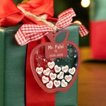 Personalized Apple Flat Shaker 1-35 Heart Names Acrylic Ornament with Year and Title Appreciation Birthday Christmas Gift for Teachers