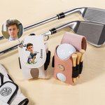 Personalized Multicolour PU Leather Golf Ball Bag Tee Holder with Name and Photo Sport Accessories Birthday Gift for Golf Lover Friend