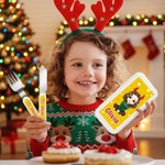Personalized Cartoon Characters Safe Stainless Steel Kid's Fork Spoon Knife 3 Pcs Cutlery Set with Case Name and Initial Christmas Gift for Kids