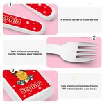 Personalized Cartoon Characters Safe Stainless Steel Kid's Fork Spoon Knife 3 Pcs Cutlery Set with Case Name and Initial Christmas Gift for Kids