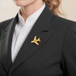 Personalized Airplane Lapel Brooch Pin with Engraved Name Birthday Christmas Gift for Pilots Stewardesses Flight Attendants