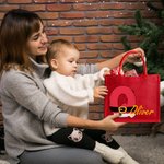 Henkilökohtainen Santa Claus uudelleenkäytettäviä punainen Juutti Tote lahjapussi kanssa Initial ja nimi joulujuhla lahja perheelle lapsille