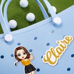 Personalized Cute Cartoon Golf Character Name Acrylic Bag Charm Accessories for Bogg Beach Party Vacation Birthday Gift for Golf Players