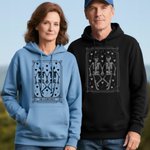 Personalisiertes T-Shirt Kapuzenpullover im Skelett-Tarot-Design mit Aufschrift Halloween Party Geschenk für Familie Freunde
