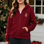 Personalizado Multicolor Bordado Nombre Inicial Chaqueta con capucha con cremallera completa y bolsillos desgaste diario Cumpleaños Regalo para Amigo Familia